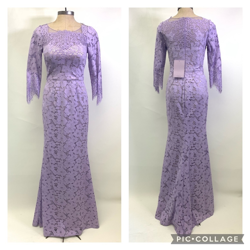 JS COLLECTIONS LILAC LONG SLEEVE EYELASH LACE MOTHER OF BRIDE DRESS